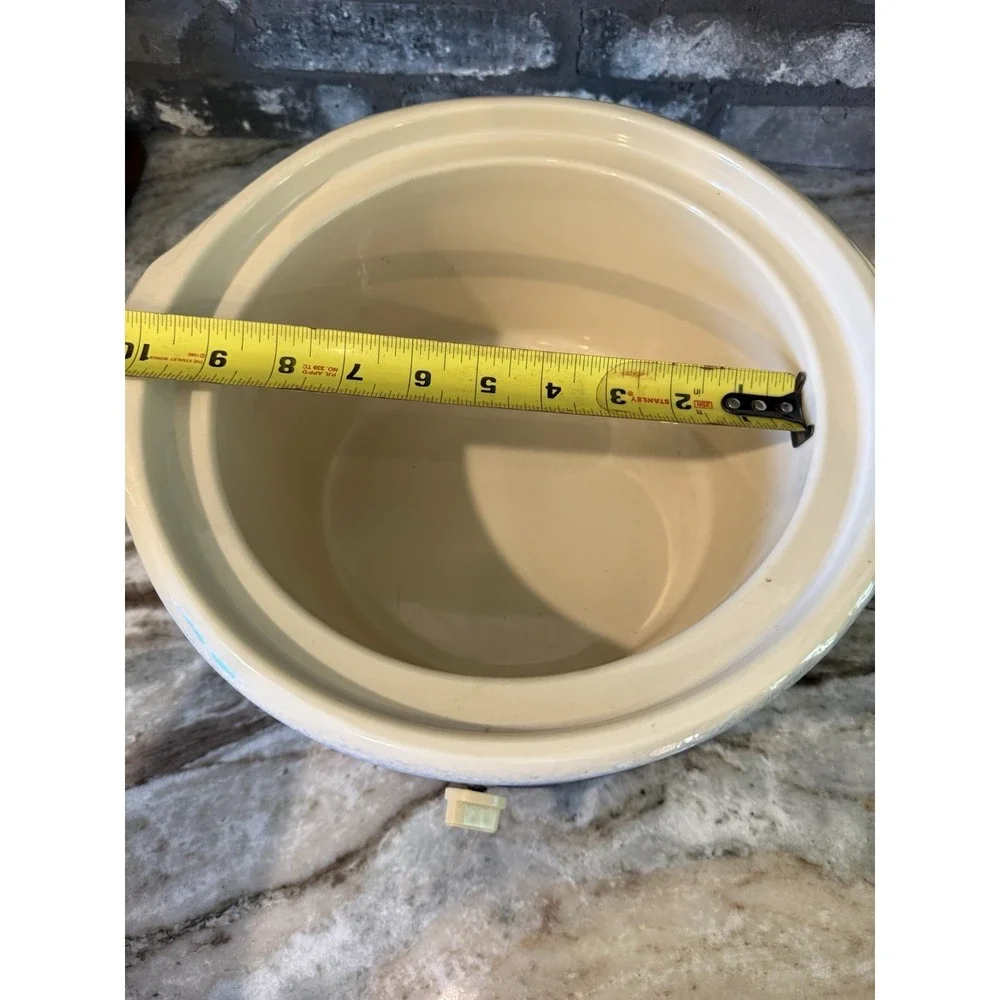 VTG Rival 5 Qt Crock Pot Slow Cooker Blue Cottage Country Stoneware w/ Lid 3355